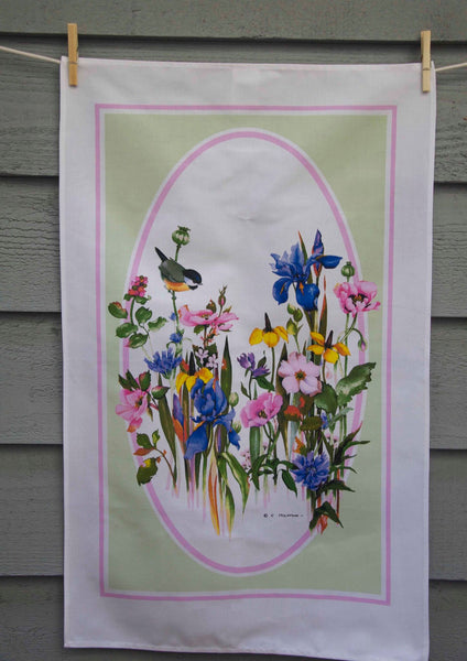 Country Garden direct to garment printed tea towel, 100% cotton kitchen towel